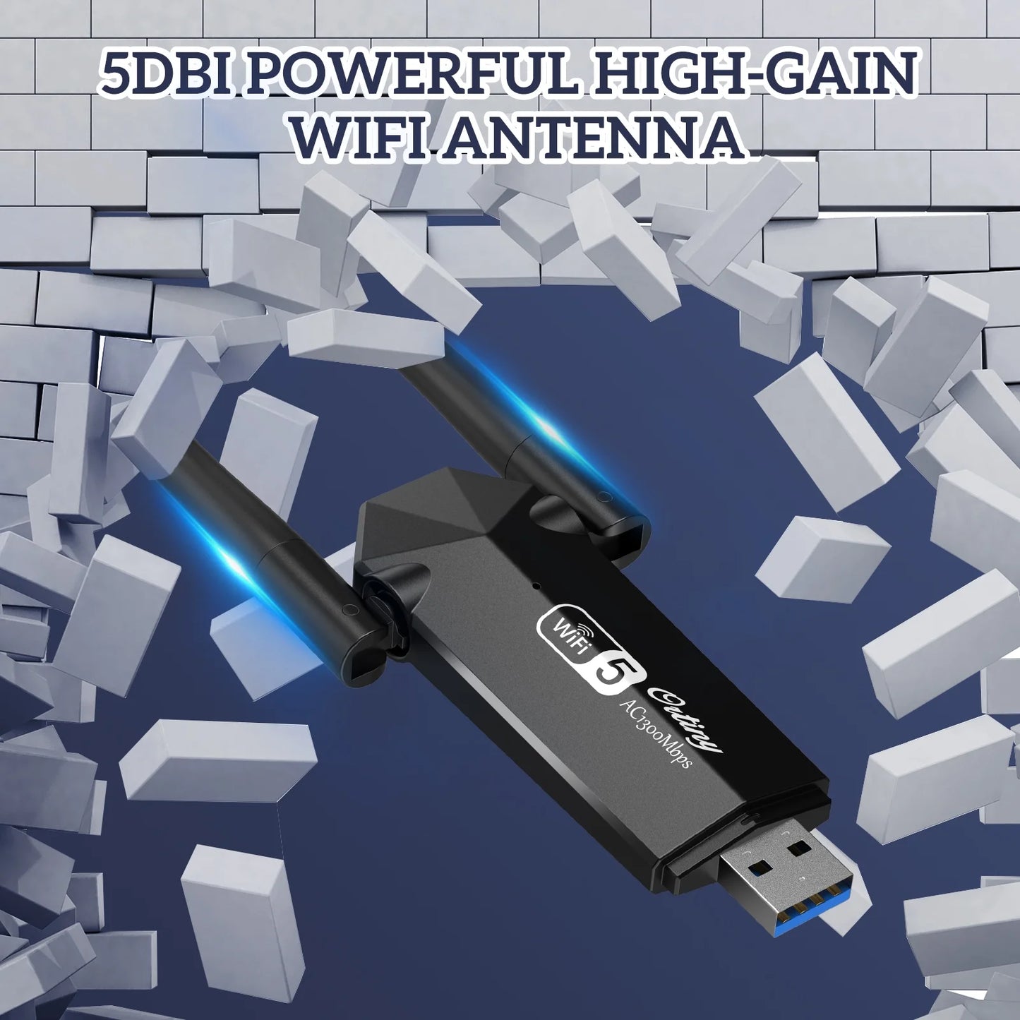Adaptador USB 3.0 De 1300Mbps, 867Mbps En 5Ghz / 400Mbps En 2.4Ghz De Doble Banda Con Wi-Fi