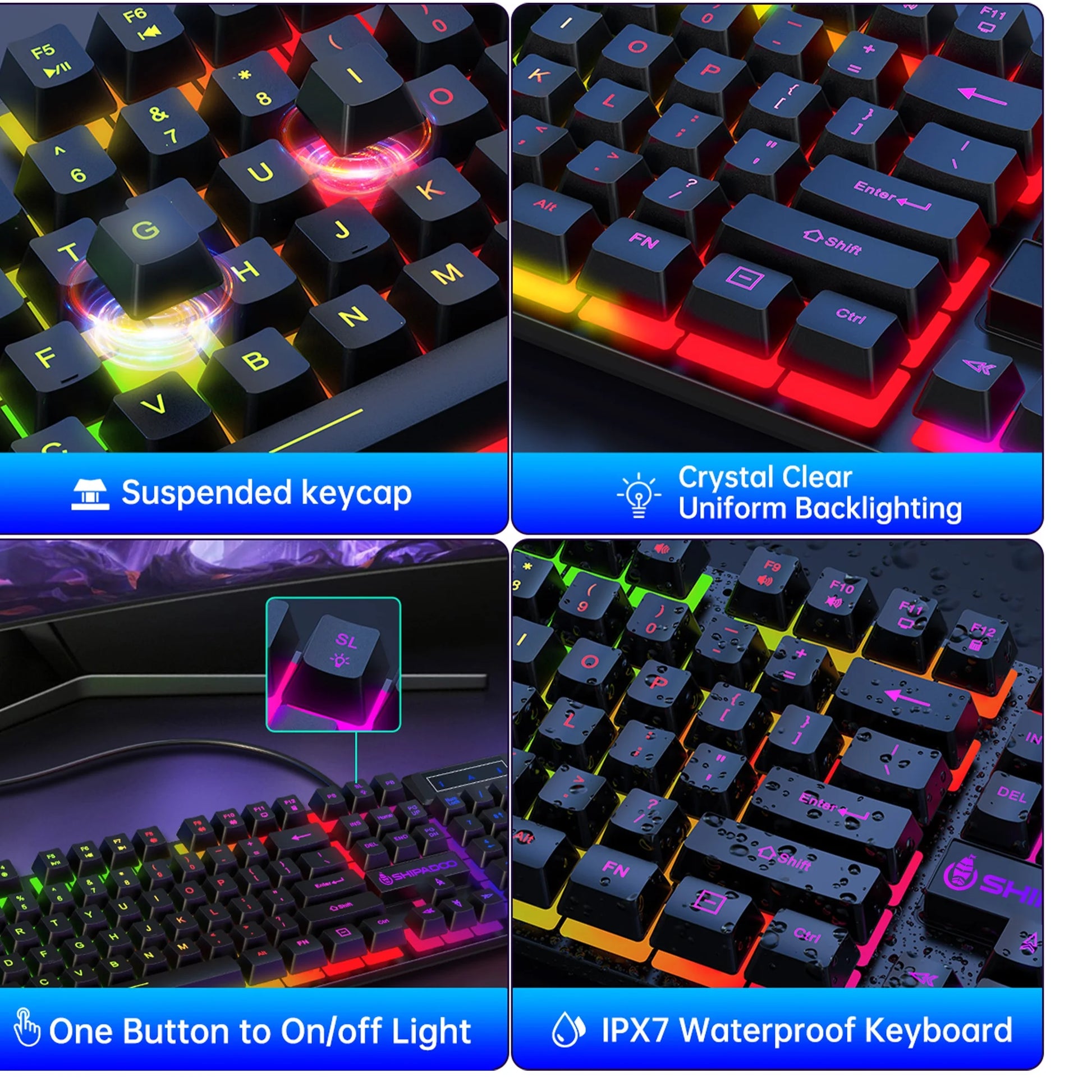 Combo De Teclado Y Mouse Para Juegos, Teclado Multimedia Para Juegos Con Retroiluminación LED Arcoíris, Teclado De Oficina Colorido Con Retroiluminación Para Trabajar O Jugar Con Primer, Dispositivo De Oficina, Rosa
