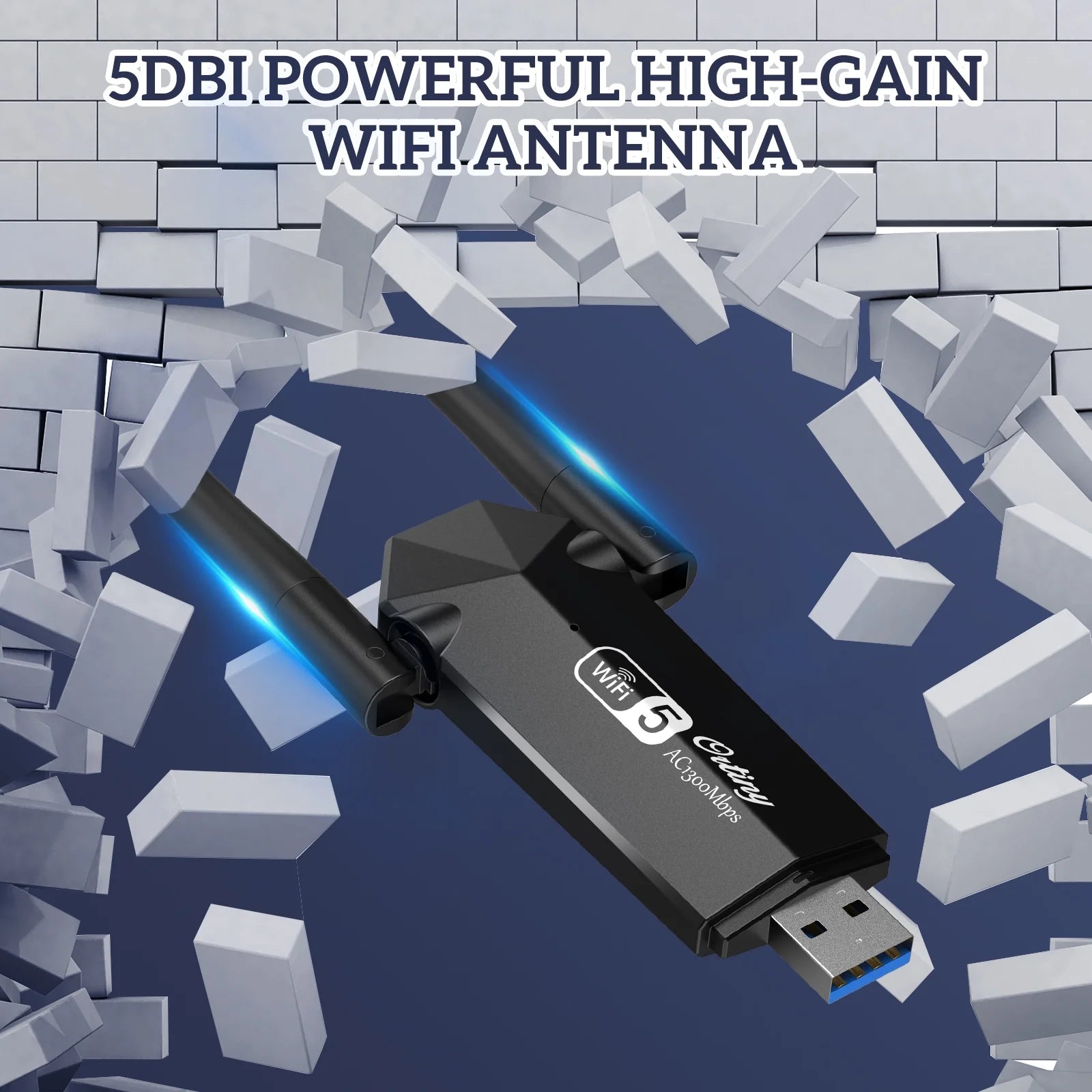 Adaptador USB 3.0 De 1300Mbps, 867Mbps En 5Ghz / 400Mbps En 2.4Ghz De Doble Banda Con Wi-Fi
