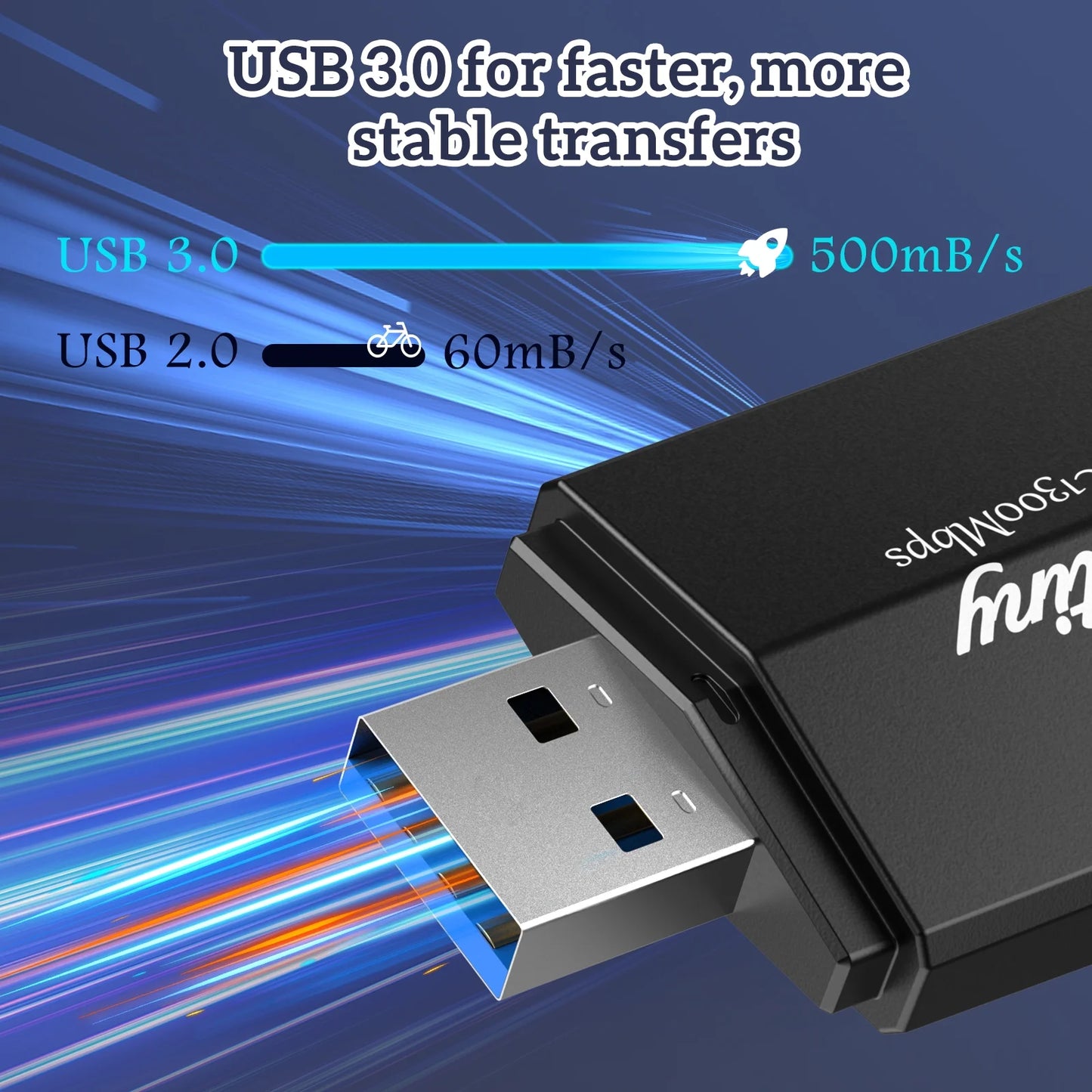 Adaptador USB 3.0 De 1300Mbps, 867Mbps En 5Ghz / 400Mbps En 2.4Ghz De Doble Banda Con Wi-Fi