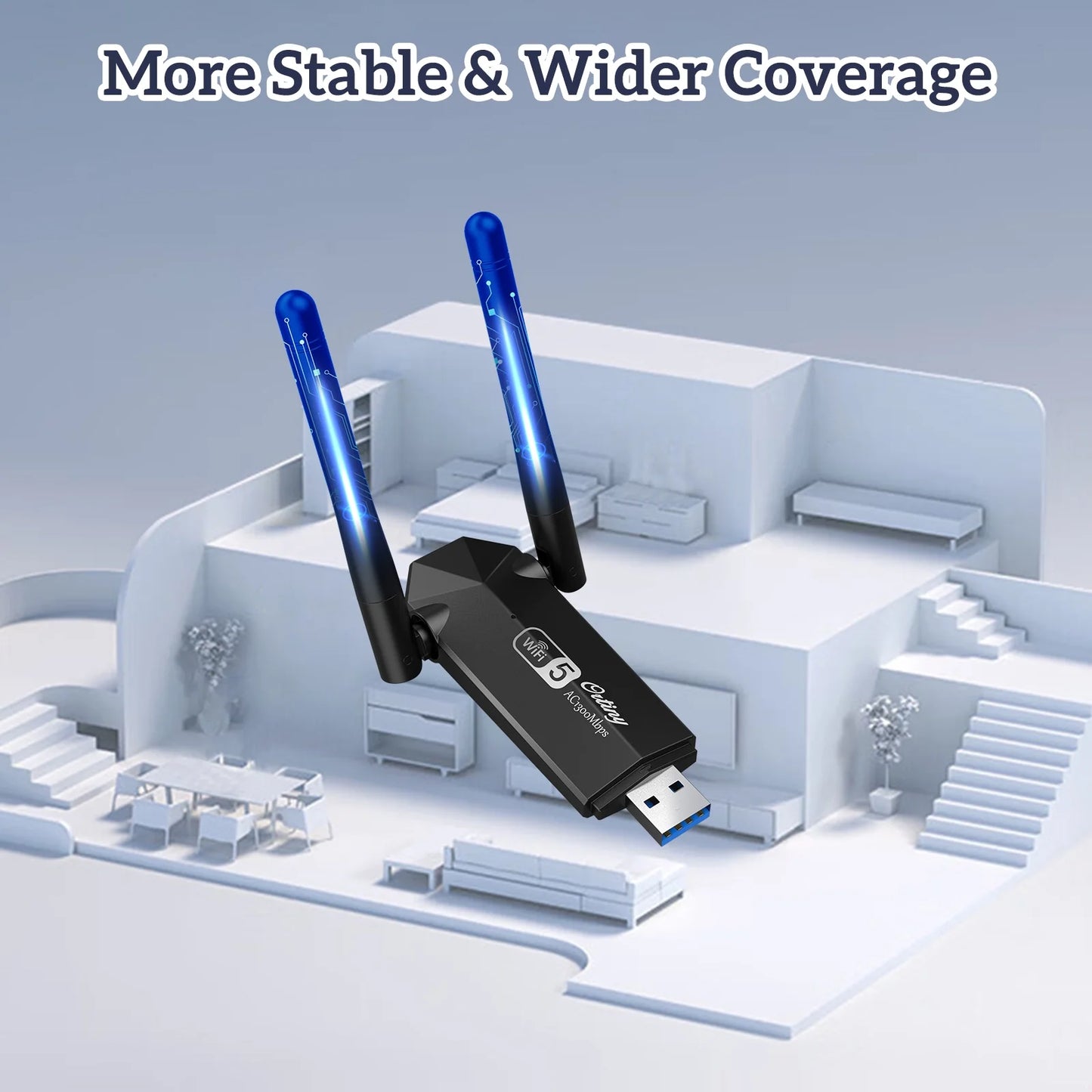 Adaptador USB 3.0 De 1300Mbps, 867Mbps En 5Ghz / 400Mbps En 2.4Ghz De Doble Banda Con Wi-Fi