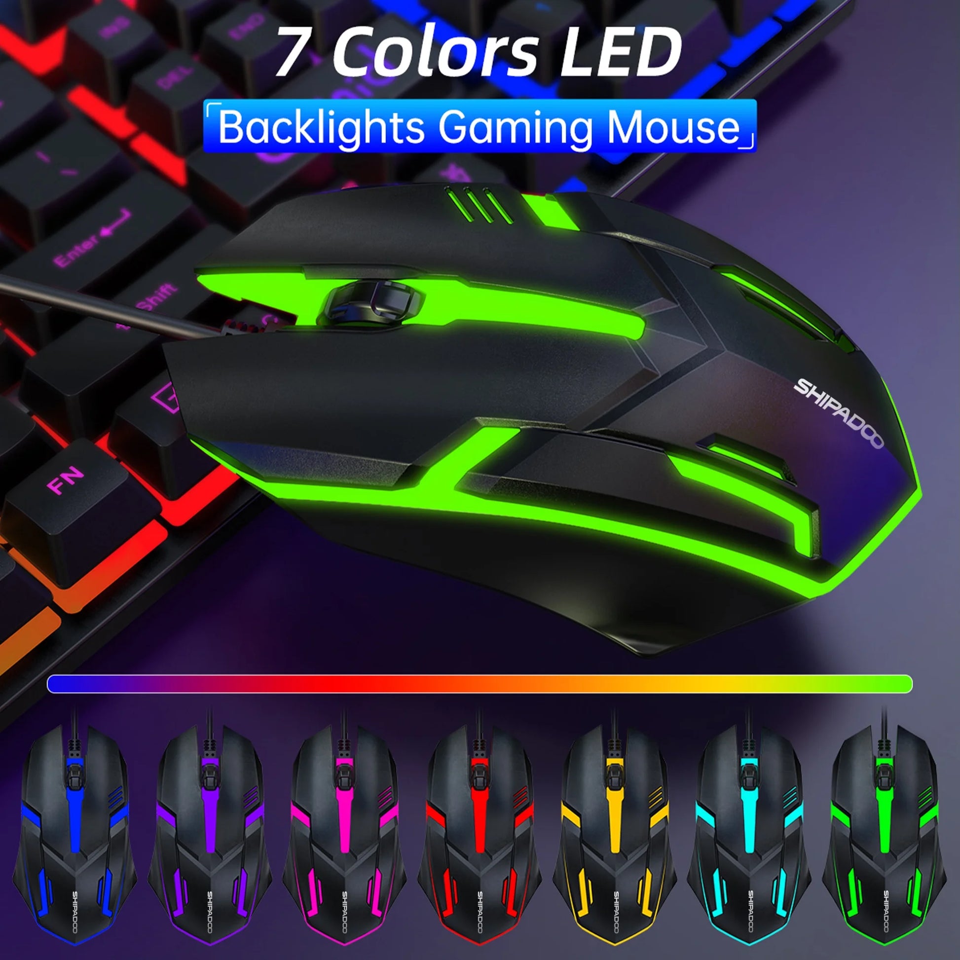 Combo De Teclado Y Mouse Para Juegos, Teclado Multimedia Para Juegos Con Retroiluminación LED Arcoíris, Teclado De Oficina Colorido Con Retroiluminación Para Trabajar O Jugar Con Primer, Dispositivo De Oficina, Rosa